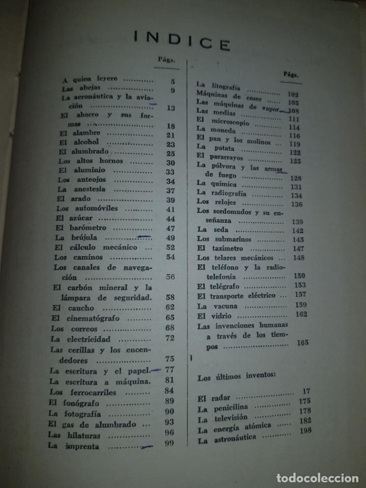 Libros: Libro INVENCIONES E INVENTORES. EZEQUIEL SOLANA. 1959 - Foto 3