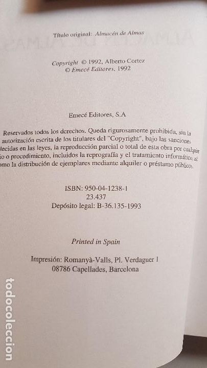 Libros: ALMACEN DE ALMAS - ALBERTO CORTEZ - Foto 2