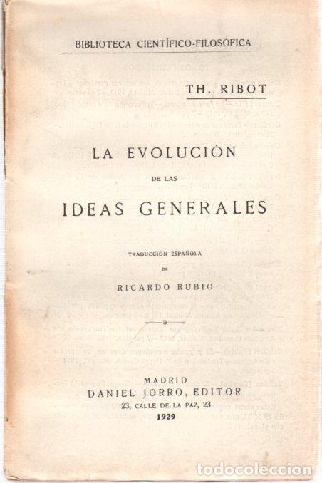 Libros: La evoluci&oacute;n de las ideas generales - Ribot, Th. - Foto 1