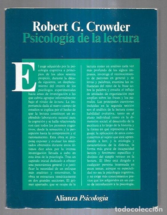 Libros: PSICOLOGIA DE LA LECTURA - CROWDER, ROBERT G. - Foto 2