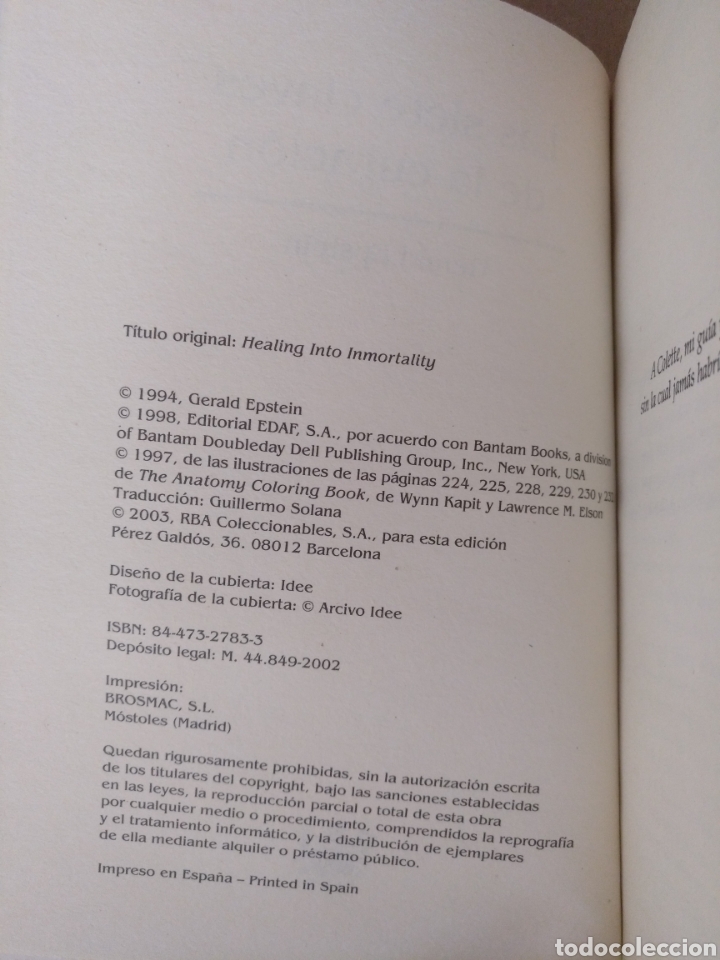Libros: Las siete claves de la curaci&oacute;n. Gerald Epstein. RBA. Libro - Foto 3