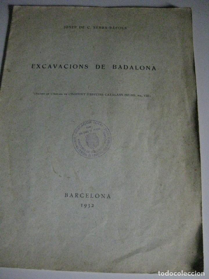 Libros: EXCAVACIONES DE BADALONA JOSEP DE C. SERRA TAFOLS 1932