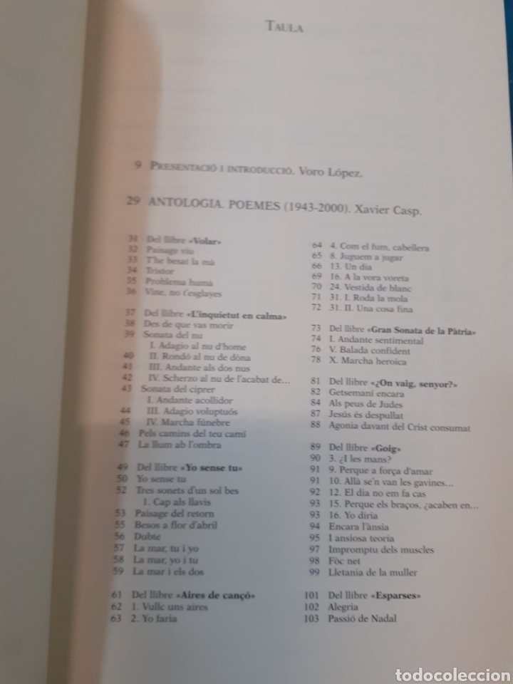 Libros: ANTOLOGIA. POEMES (1943-2000) - CASP VERGER, Xavier. - Foto 4