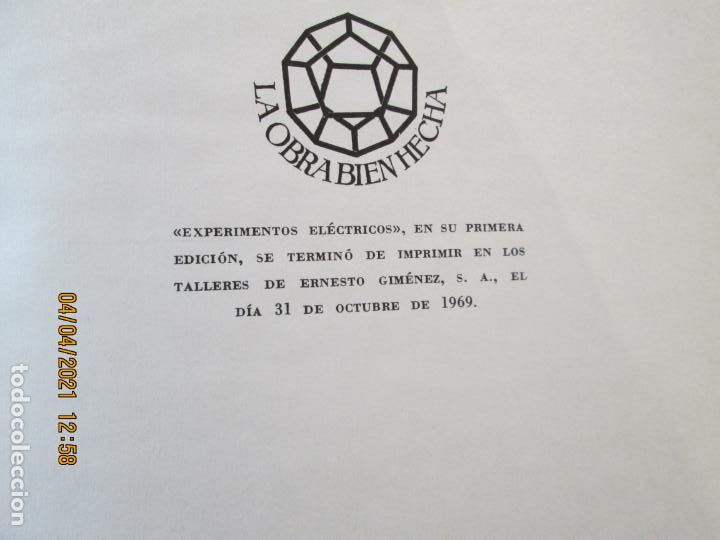 Libros: EXPERIMENTOS ELECTRICOS - LUIS RODRIGUEZ - DONCEL,PRIMERA EDICI&Oacute;N 1969 - Foto 3