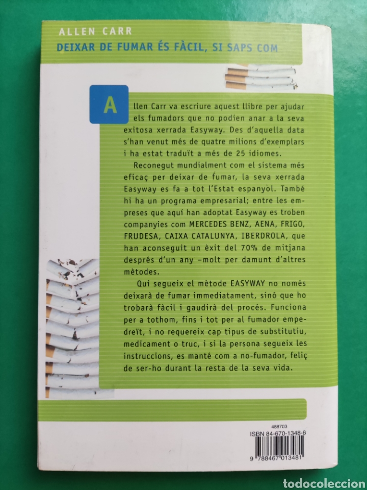 Libros: LIBRO DEIXAR DE FUMAR &Eacute;S F&Agrave;CIL, SI SAPS COM. ALLEN CARR. - Foto 2