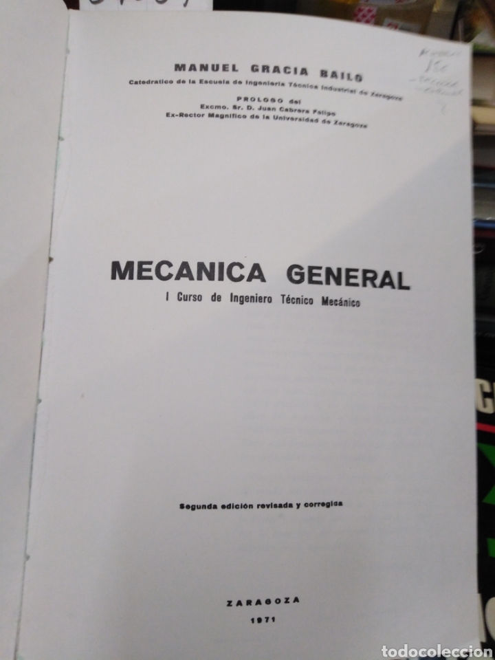 Libros: MECANICA GENERAL - GRACIA BAILO, M. - Foto 2