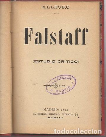 Libros: FALSTAFF (ESTUDIO CR&Iacute;TICO). - ALLEGRO. - Foto 1