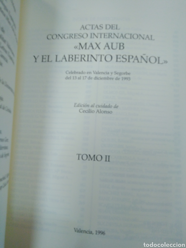 Libros: ACTAS DEL CONGRESO INTERNACIONAL MAX AUB Y EL LABERINTO ESPA&Ntilde;OL. LOS 2 TOMOS - V.V. A .A. - Foto 4