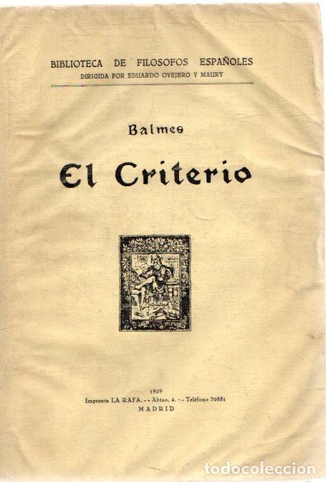 Libros: El Criterio - Balmes - Foto 1