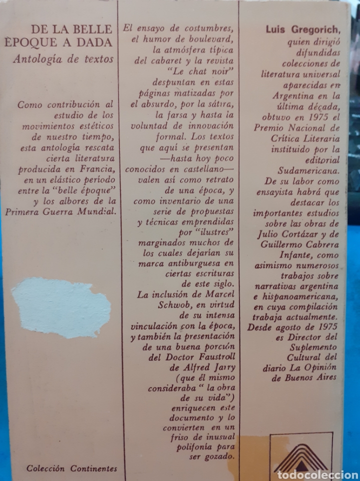 Libros: DE LA BELLE EPOQUE A DADA. Antolog&iacute;a de textos - V. V. A. A. (Selecc. E introducc. Luis Gregorich) - Foto 2