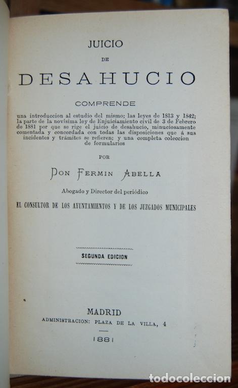 Libros: JUICIO DE DESAHUCIO - ABELLA, Ferm&iacute;n - Foto 1