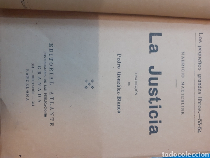 Libros: LA JUSTICIA - MAETERLINCK, Mauricio. - Foto 3