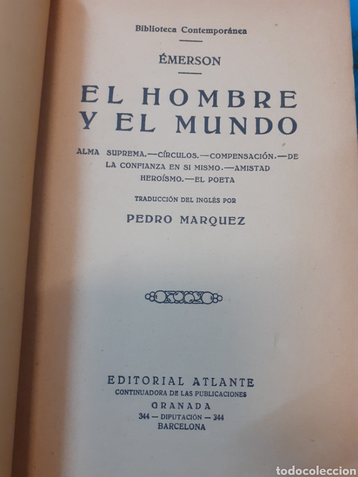 Libros: EL HOMBRE Y EL MUNDO - EMERSON - Foto 4