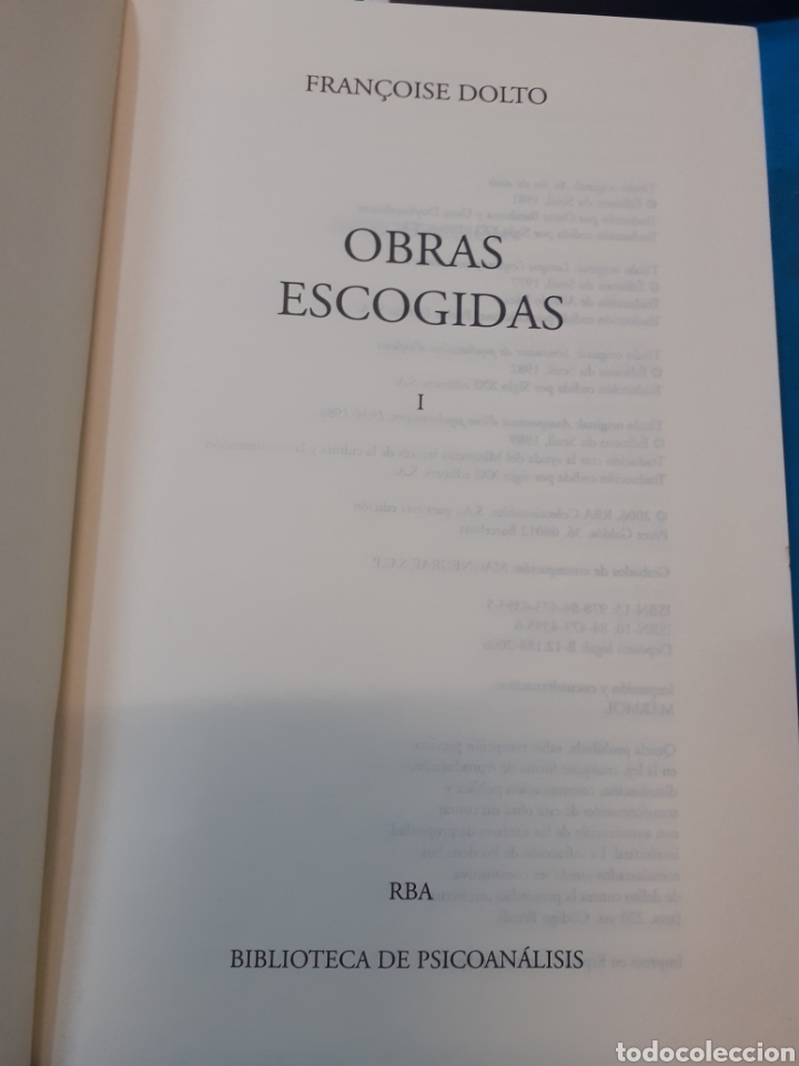 Libros: OBRAS ESCOGIDAS - DOLTO, F. - Foto 1