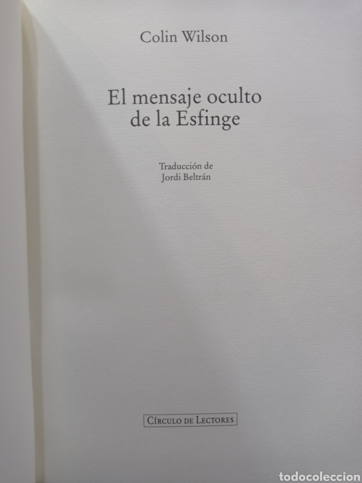 Libros: El mensaje oculto de la esfinge. Col&oacute;n wilson - Foto 2