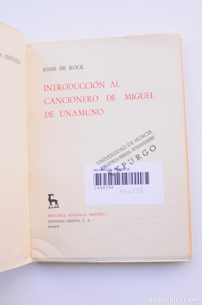 Libros: Introducci&oacute;n al cancionero de Miguel de Unamuno - KOCK, Jos&eacute; de - Foto 2