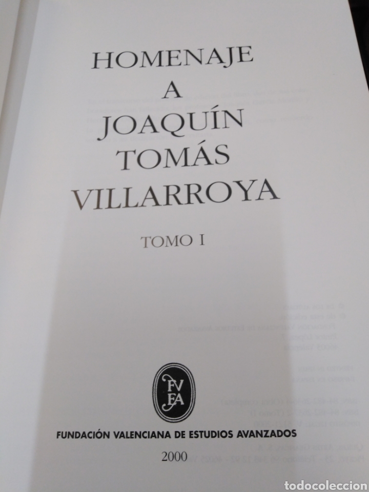 Libros: HOMENAJE A JOAQUIN TOMAS DE VILLARROYA. Los 2 tomos. Completo - Foto 3