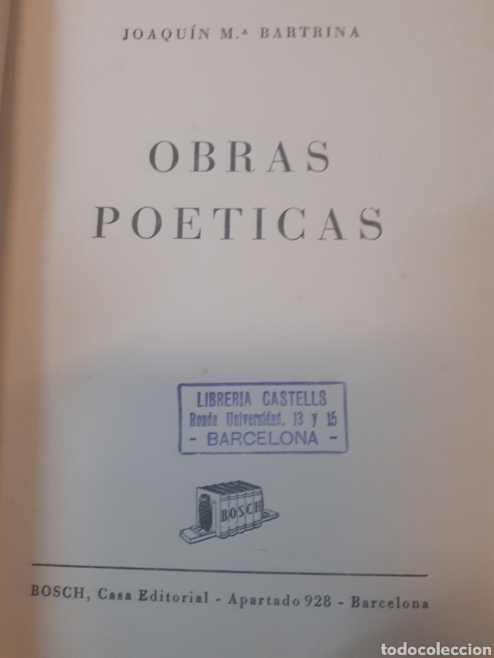 Libros: OBRAS POETICAS - BARTRINA,Joaqu&iacute;n M&ordf;. - Foto 2
