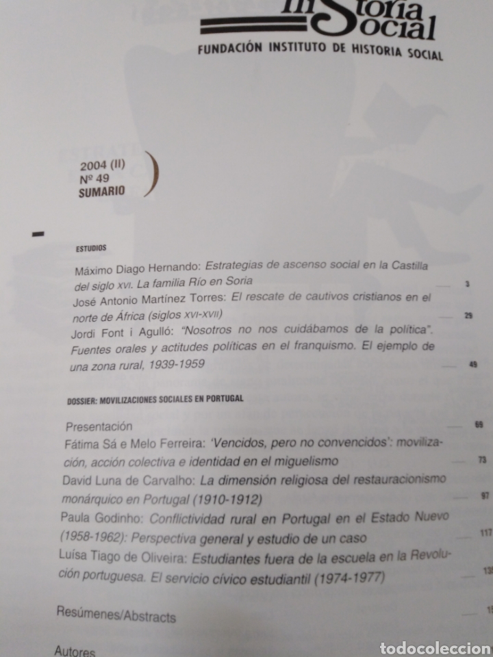 Libros: HISTORIA SOCIAL N&ordm; 49 - REVISTA. - Foto 2