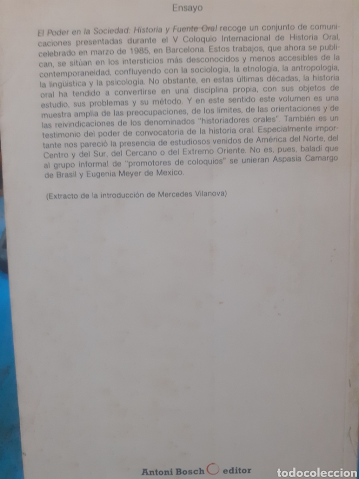 Libros: EL PODER EN LA SOCIEDAD. Historia y fuente oral - VILANOVA,Mercedes (ed). - Foto 2