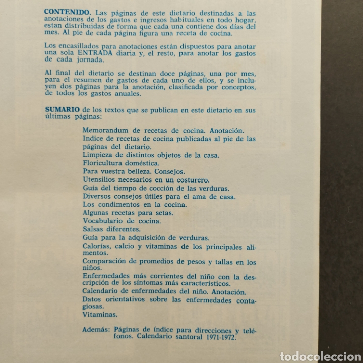 Libros: DIETARIO PARA SU HOGAR 1971 - Foto 2