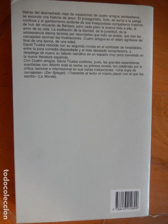 Libros: CUATRO AMIGOS - DAVID TRUEBA - ANAGRAMA 1999. - Foto 2