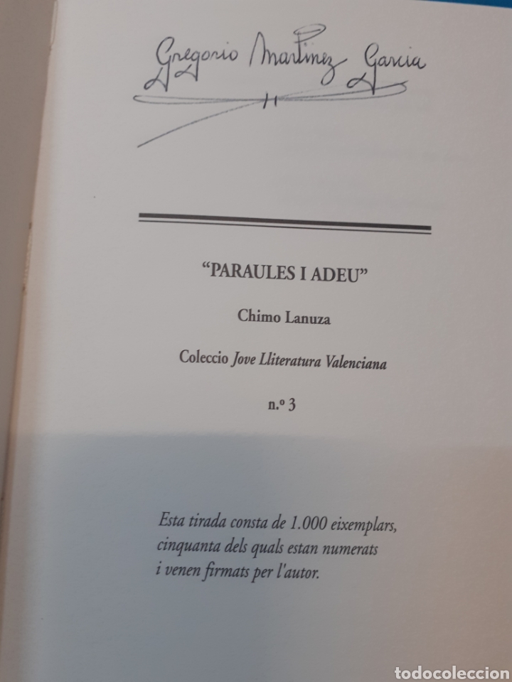 Libros: PARAULES I ADEU - LANUZA,Chimo. - Foto 2