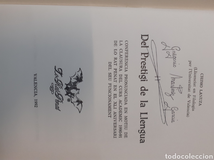 Libros: DEL PRESTIGI DE LA LLENGUA - LANUZA,Chimo. - Foto 2