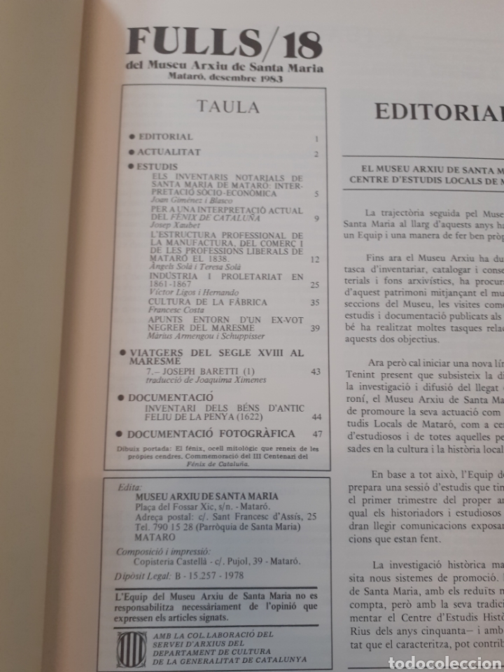 Libros: FULLS DEL MUSEU ARXIU DE SANTA MARIA N&ordm;18 - VV. AA. - Foto 2
