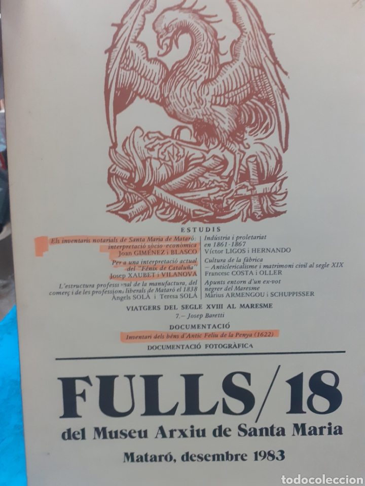 Libros: FULLS DEL MUSEU ARXIU DE SANTA MARIA N&ordm;18 - VV. AA. - Foto 1