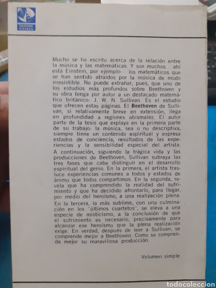 Libros: BEETHOVEN.Su desarrollo espiritual - SULLIVAN,J.W.N. - Foto 2