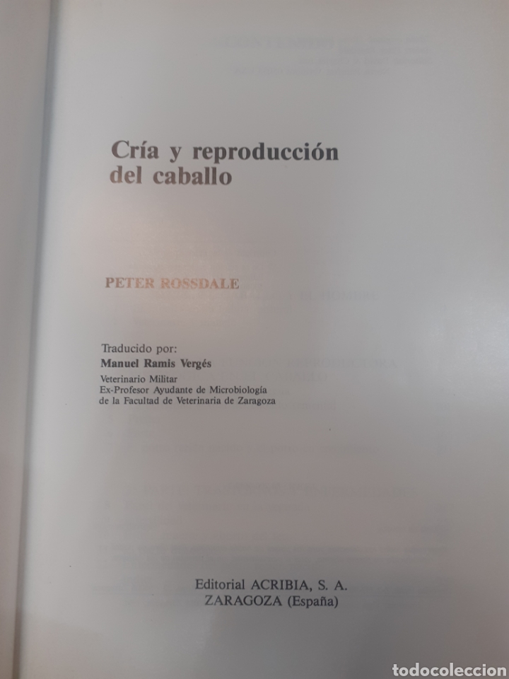 Libros: CRIA Y REPRODUCCION DEL CABALLO - ROSSDALE,Peter. - Foto 2