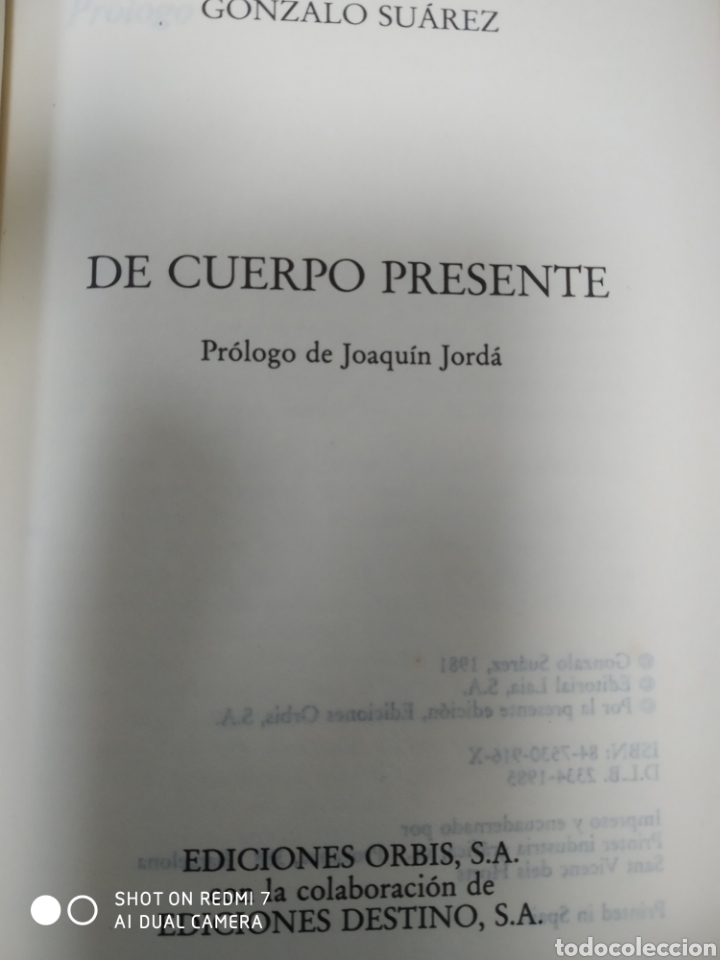 Libros: De cuerpo presente.Gonzalo Suarez. - Foto 2