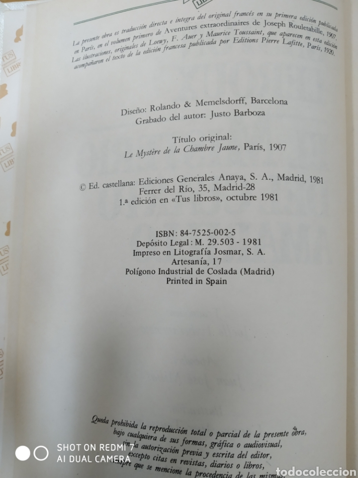 Libros: El misterio del cuarto amarillo.Gaston Leroux. - Foto 3