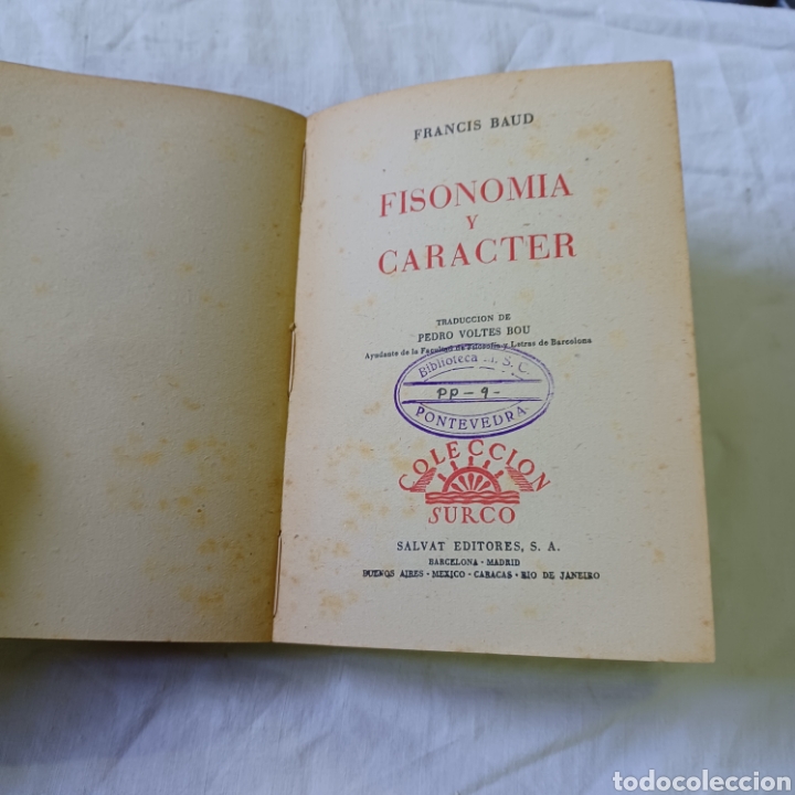 Libros: FISONOMIA Y CARACTER - FRANCIS BAUD 1953 COLECCION SURCO - Foto 3