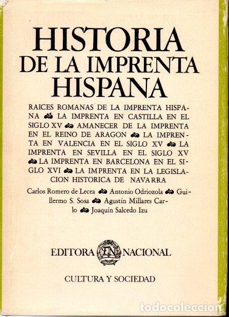 Libros: HISTORIA DE LA IMPRENTA HISPANA. - AA.VV. - Foto 1