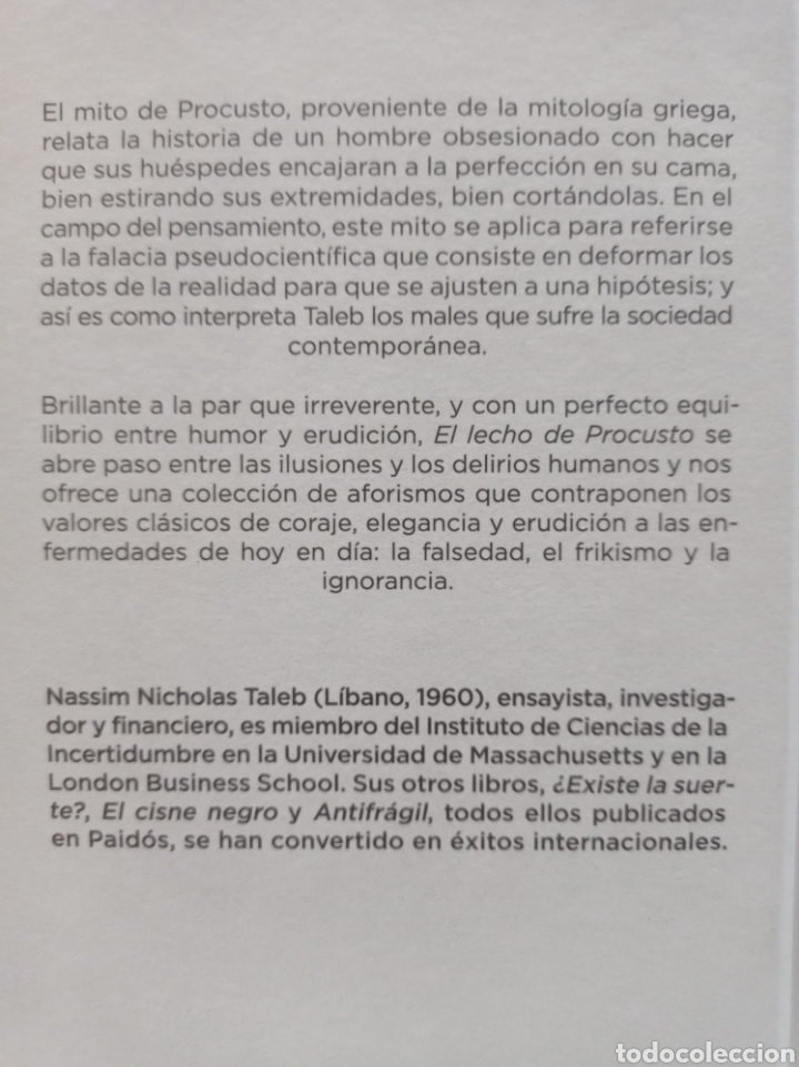 Libros: El lecho de procusto. Aforismos filos&oacute;ficos y pr&aacute;cticos. nassim nicolas taleb - Foto 2