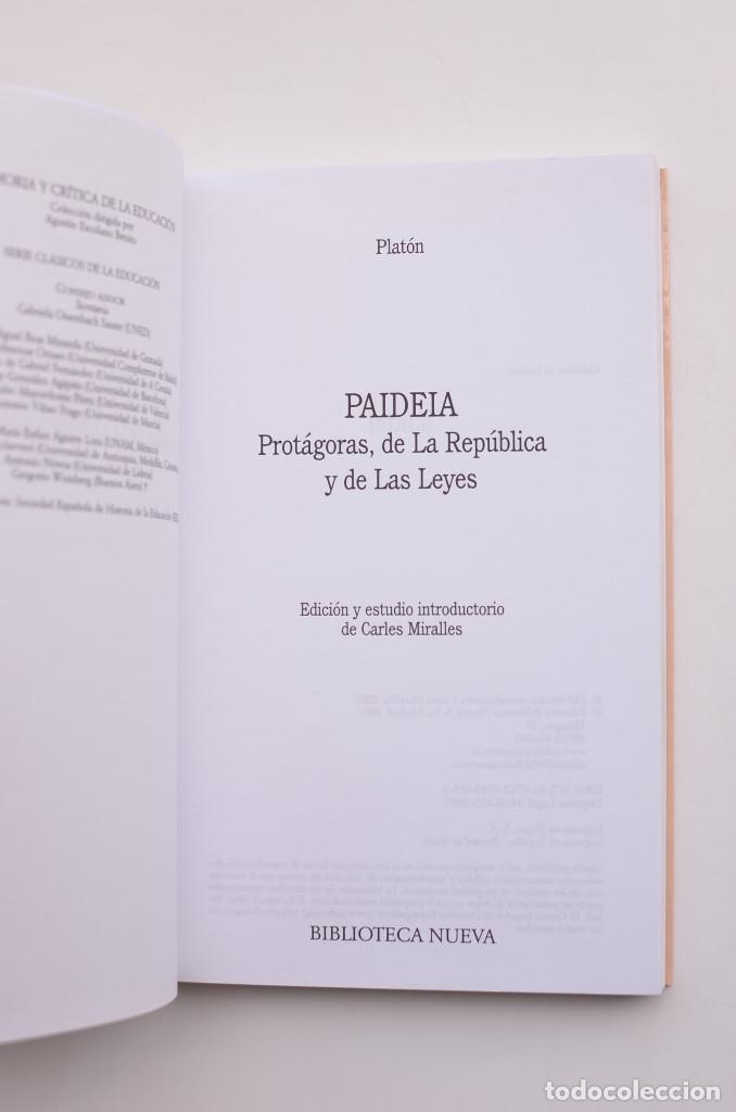 Libros: Paideia: Prot&aacute;goras, De la Rep&uacute;blia y De las leyes - PLAT&Oacute;N - Foto 2
