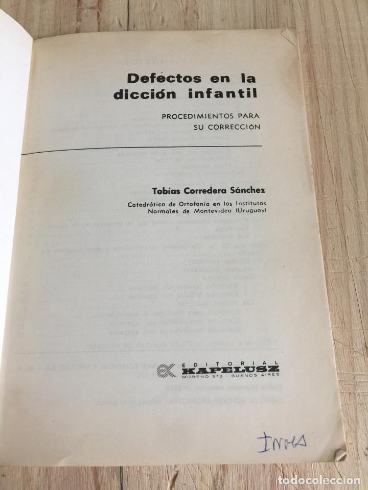 Libros: Defectos en la dicci&oacute;n infantil - Tobias Corredera S&aacute;nchez - Foto 2