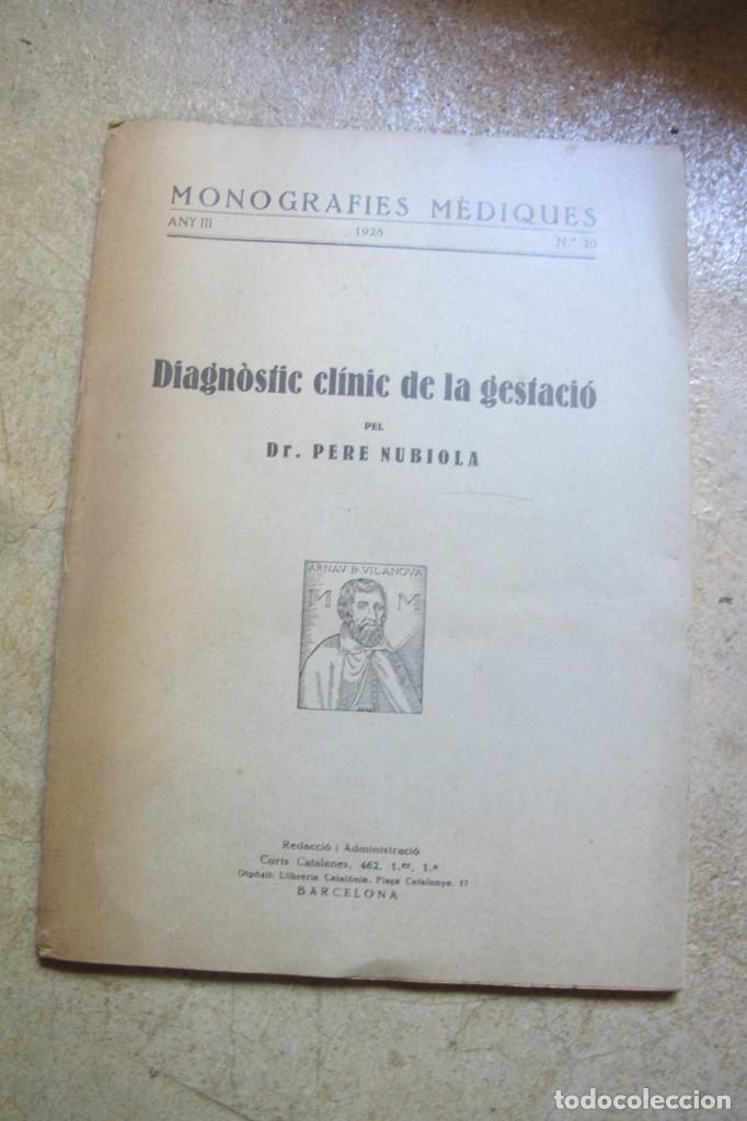 B&uuml;cher: DIAGNOSTIC CLINIC DE LA GESTACIO. DR. PERE NUBIOLA. MONOGRAFIES MEDIQUES N&ordm; 20