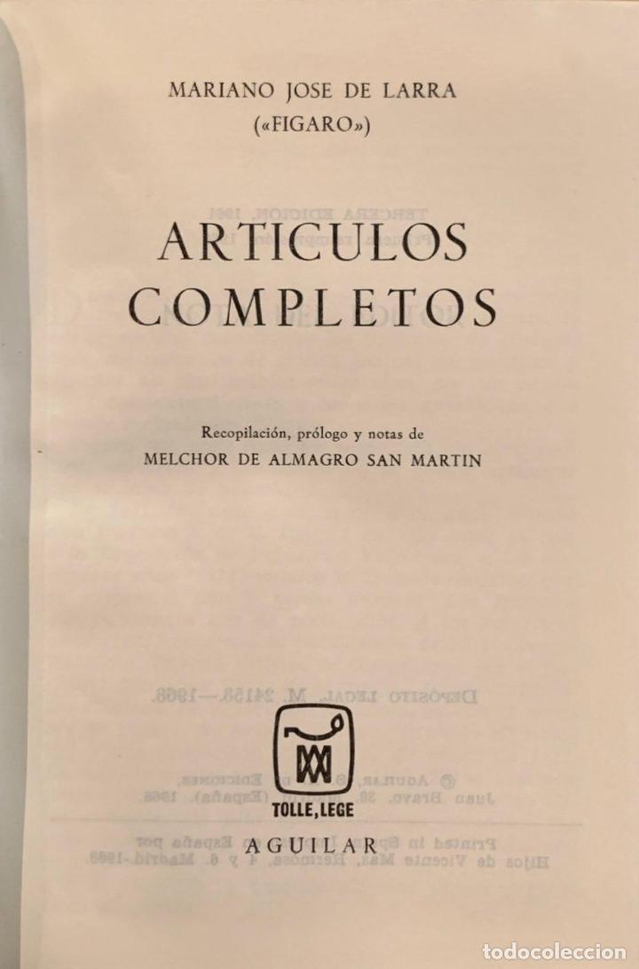 Libros: LARRA, Mariano Jos&eacute; de. - Art&iacute;culos completos. - Foto 1
