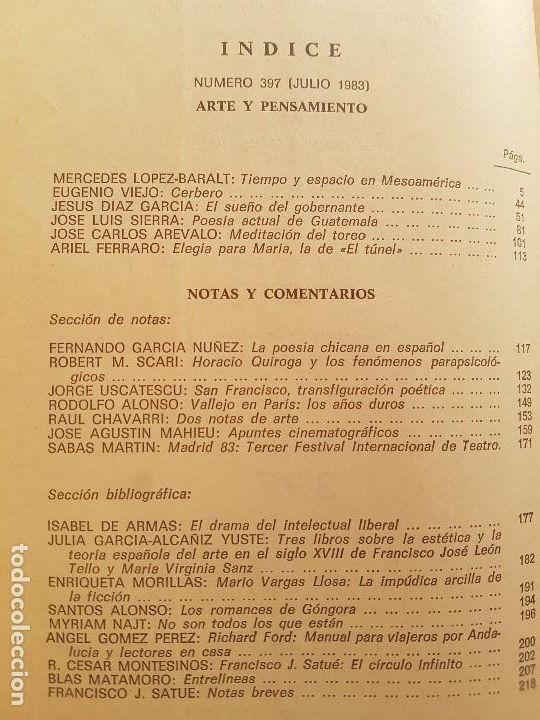 Libros: CUADERNOS HISPANOAMERICANOS - N&ordm; 397 - JULIO 1983 - Foto 2