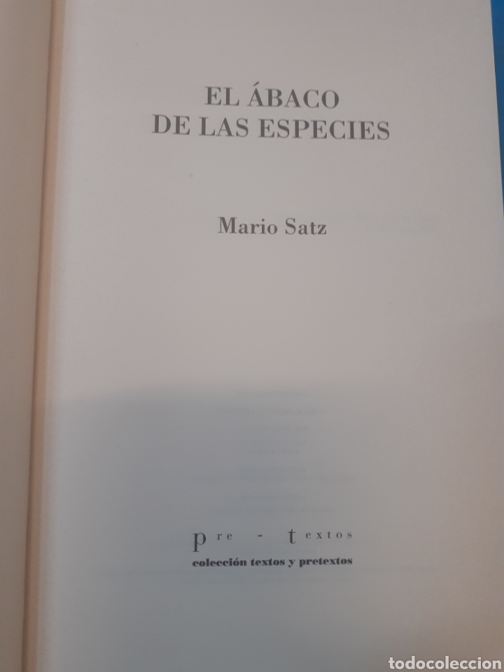 Libros: EL ABACO DE LAS ESPECIES - SATZ,Mario. - Foto 2