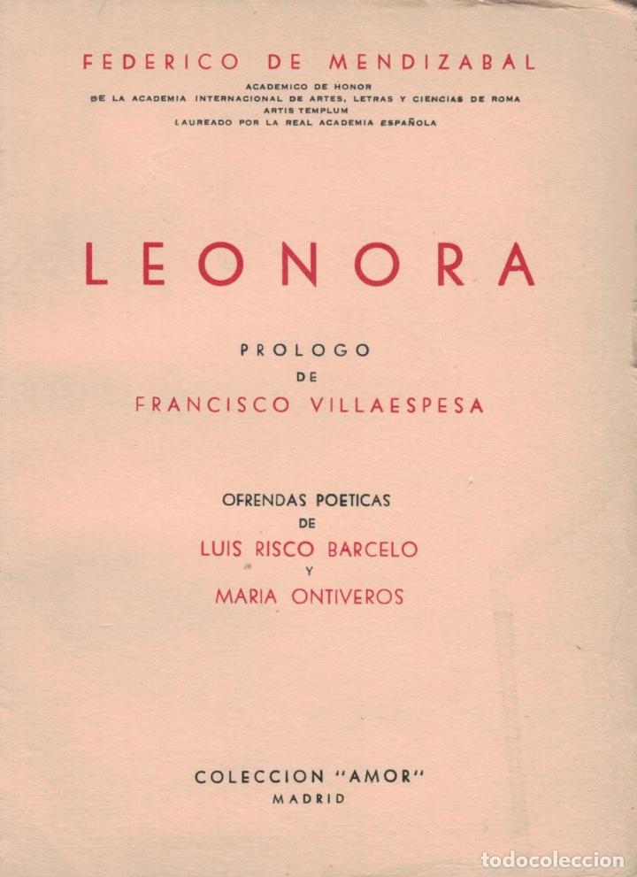 Libros: LEONORA. - Mendiz&aacute;bal. Federico de, - Foto 1