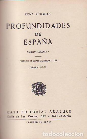 Libros: PROFUNDIDADES DE ESPA&Ntilde;A - Schwob.  Rene - Foto 1