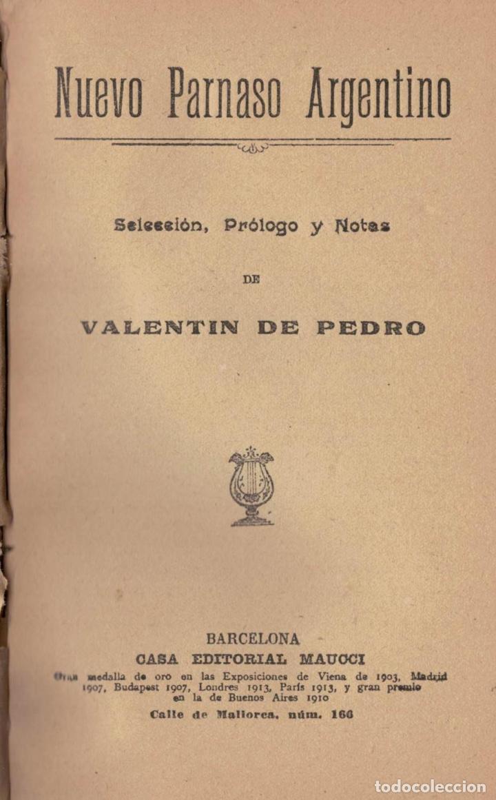 Libros: NUEVO PARNASO ARGENTINO. Valent&iacute;n de Pedro. - Foto 1