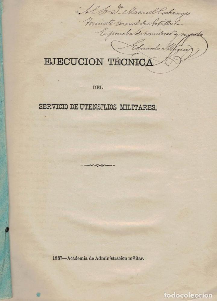 Libros: EJECUCI&Oacute;N T&Eacute;CNICA DEL SERVICIO DE UTENSILIOS MILITARES - Anonimo - Foto 1