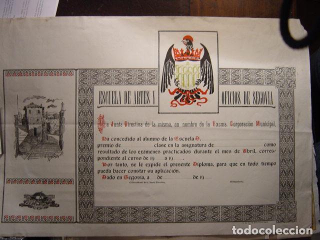 Libri di seconda mano: ESCUELA DE ARTES Y OFICIOS DE SEGOVIA - Diploma
