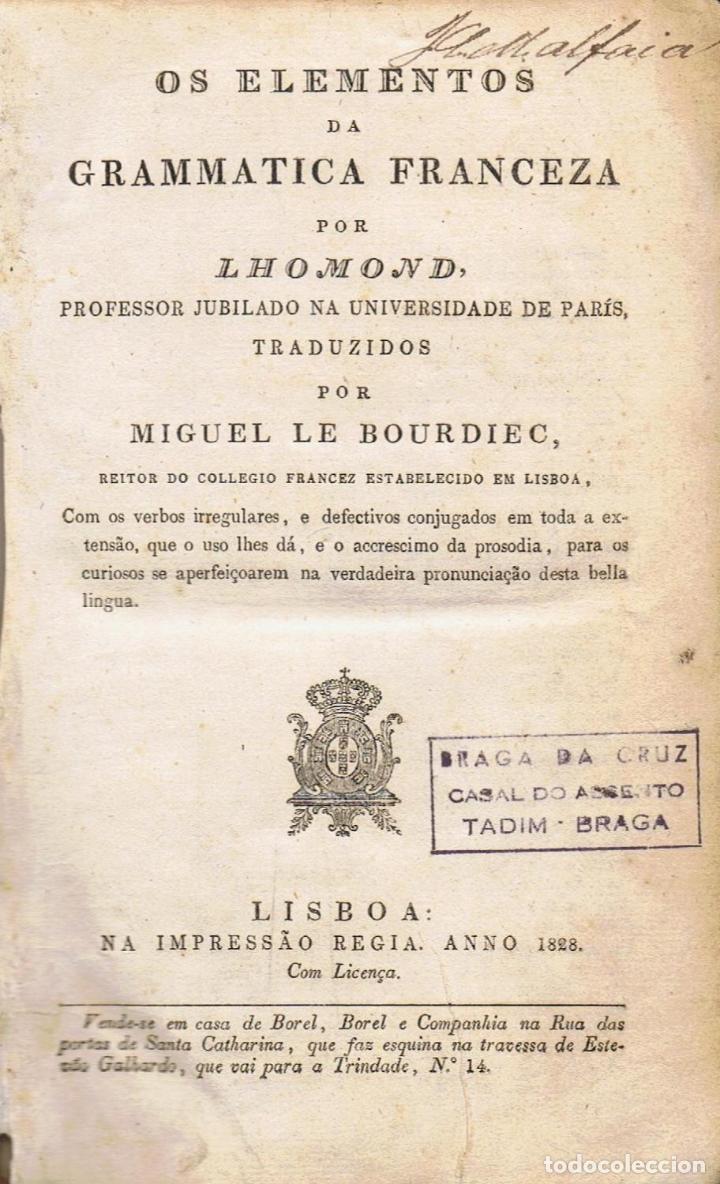 Libros: OS ELEMENTOS DA GRAMMATICA FRANCEZA - Lhomond - Foto 1