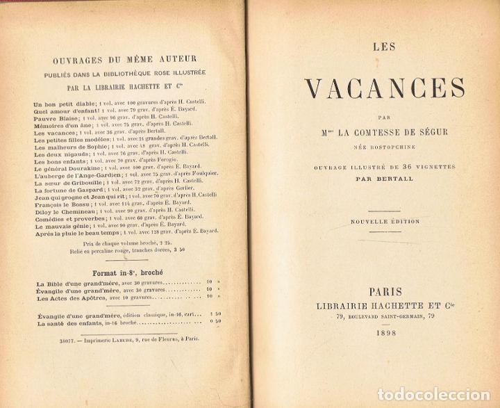 Libros: LES VACANCES - S&eacute;gur.  Mme. La Comtesse De - Foto 2
